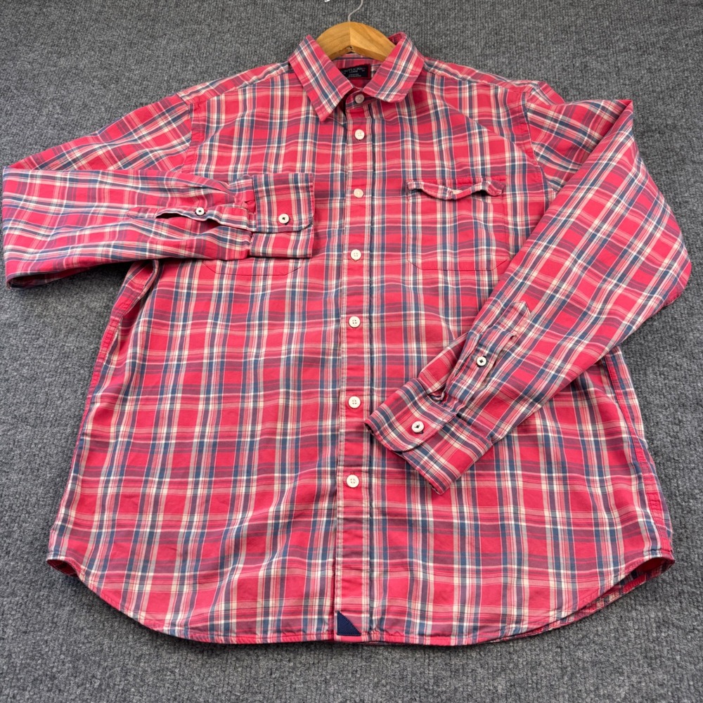 UNTUCKit Ojai Button Down Shirt Mens Large Red Plaid Cotton Long Sleeve Top